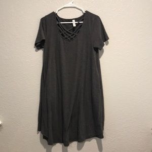 Cross cross detail tunic style dress